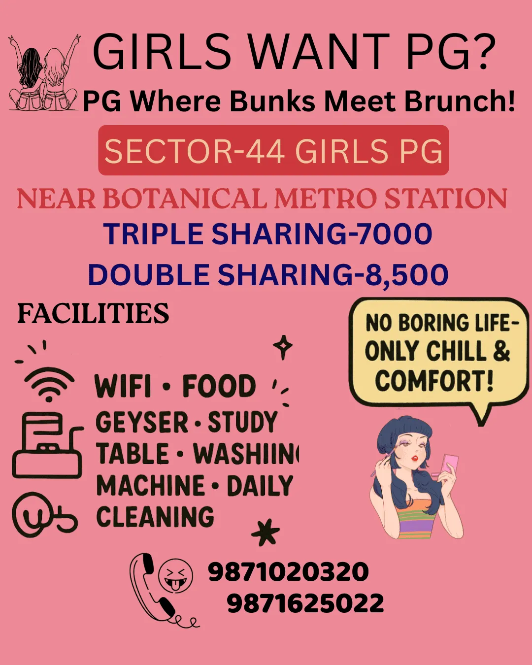 Creative for Girls PG accommodation showcasing safe, comfortable, and modern living spaces.