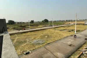 Creative for residential and commercial plots highlighting location, size, and investment benefits.