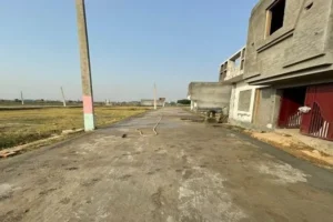 Creative for residential and commercial plots highlighting location, size, and investment benefits.