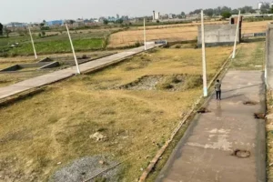 Creative for residential and commercial plots highlighting location, size, and investment benefits.