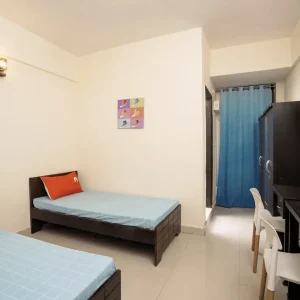 Creative for PG rooms highlighting furnished accommodation with modern facilities.